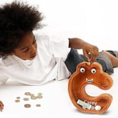 Nikcorp Drvena kasica prasica u obliku slova C, edukativna igračka za djecu za učenje štednje, prozirna s naljepnicama, smeđa 23 cm