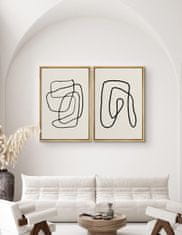 Nikcorp Moderne slike s okvirom, set 2 kom, apstraktne linije za zid, premium platno, dekoracija za dnevni boravak, 41x61 cm