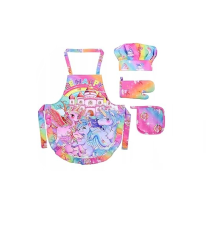 Nikcorp Dječji set za pečenje jednorog, 17 komada, za kreativnu igru i učenje, s pregačom, kuharskom kapom i priborom