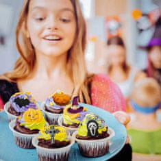 Nikcorp Silikonski kalupi za Halloween 4 kom, za pečenje kolača, čokolade, bombona, leda, 20 oblika: bundeva, lubanja, duh, narančasti