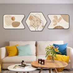 Nikcorp Set od 3 apstraktne slike s PVC okvirom, vodootporne i otporne na prašinu, sjajna zaštitna folija, bež motivi, 60x40 cm