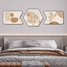 Nikcorp Set od 3 apstraktne slike s PVC okvirom, vodootporne i otporne na prašinu, sjajna zaštitna folija, bež motivi, 60x40 cm