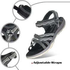 Nikcorp Ženske ljetne sandale za planinarenje i hodanje, s podesivim remenima na čičak i EVA pjenom, crne, veličina 36 EU