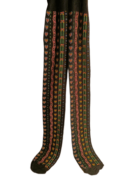 Nikcorp Dječje hulahopke za djevojčice, udobne i elastične, s uzorkom cvijeća i srca, za svaki dan, crne, veličina 128-134 cm