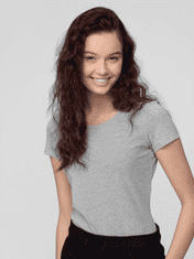 Nikcorp Ženska majica kratkih rukava, slim fit kroj za isticanje figure, glatki pamuk s viskozom i elastinom, siva, M