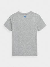 Nikcorp Majica kratkih rukava za dječake, pamučna, za cjelodnevnu udobnost, regular fit kroj, okrugli izrez, siva s plavim printom, 122 cm