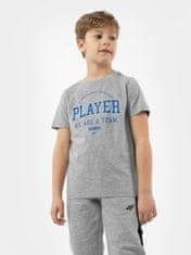 Nikcorp Majica kratkih rukava za dječake, pamučna, za cjelodnevnu udobnost, regular fit kroj, okrugli izrez, siva s plavim printom, 122 cm