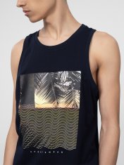 Nikcorp Muška majica bez rukava za ljeto, 100% pamuk, regular fit s printom palmi, prozračna za sport i svaki dan, crna, vel. S