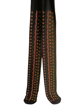 Nikcorp Dječje hulahopke s uzorkom, udobne i elastične za djevojčice, s motivom cvijeća i srca, tamnoplave, veličina 128-134 cm