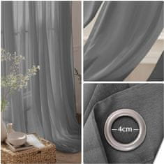 Nikcorp Zavjesa od voala set 2 komada, poluprozirna za dnevni boravak i spavaću sobu, s metalnim prstenovima, tamno siva 140x245 cm