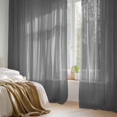 Nikcorp Zavjesa od voala set 2 komada, poluprozirna za dnevni boravak i spavaću sobu, s metalnim prstenovima, tamno siva 140x245 cm