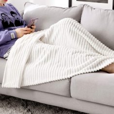 Nikcorp Mekana deka od flanela, dvostrana i baršunasta za toplinu i udobnost, s pomponima za kauč i spavaću sobu, bijela, 125x150 cm