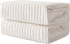 Nikcorp Mekana deka od flanela, dvostrana i baršunasta za toplinu i udobnost, s pomponima za kauč i spavaću sobu, bijela, 125x150 cm