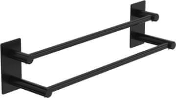 Nikcorp Držač za ručnike samoljepljivi, zidna vješalica s 2 razine od nehrđajućeg čelika za kupaonicu i kuhinju, crni 74 cm