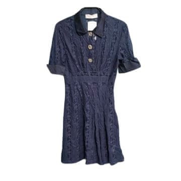 Nikcorp Ljetna ženska haljina elegantnog glamur kroja s prozirnim detaljima i klasičnim ovratnikom, tamnoplava, veličina XS