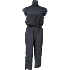 Nikcorp Ženski kombinezon kratkih rukava, udoban i lagan za ljeto, prozračni materijal, ležerni kroj za slobodu kretanja, crni S