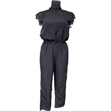 Nikcorp Ženski kombinezon kratkih rukava, udoban i lagan za ljeto, prozračni materijal, ležerni kroj za slobodu kretanja, crni S