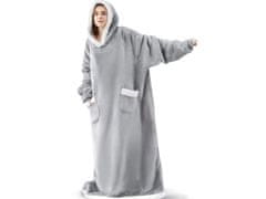 CoZy Duga XXL hoodie deka s rukavima – Siva