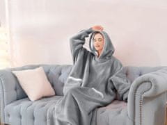 CoZy Duga XXL hoodie deka s rukavima – Siva