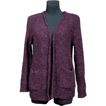 Nikcorp Ženski kardigan dugi topli i udoban, elegantan za jesen i proljeće, ležerni kroj, bordo boja, veličina 38