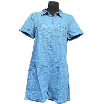 Nikcorp Ženski kombinezon s kratkim hlačama, lagan i prozračan za ljeto, udoban pamučni materijal za cjelodnevnu udobnost, plavi, 44