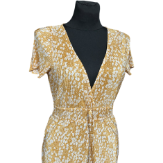 Nikcorp Ženski kombinezon kratkih rukava za ljeto, prozračan i lagan materijal, udoban široki kroj za slobodu kretanja, žuti, S