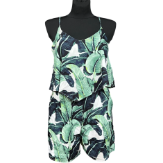 Nikcorp Ženski kombinezon s kratkim hlačama, lagan i prozračan za ljeto, udoban ležerni kroj za plažu i grad, zeleni, vel. 36