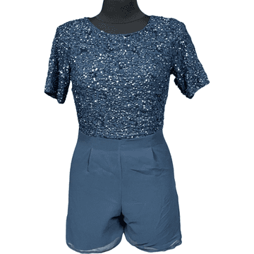 Nikcorp Ženski kombinezon s kratkim hlačama, lagan i prozračan za ljeto, udoban ležerni kroj za plažu i grad, tamnoplavi, vel. 36