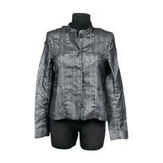 Nikcorp Ženski sako elegantni sjajni, svečani blejzer za posebne prilike, metalik efekt, udobna podstava, srebrni, veličina 36