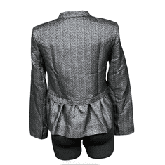 Nikcorp Ženski sako elegantni sjajni, svečani blejzer za posebne prilike, metalik efekt, udobna podstava, srebrni, veličina 36