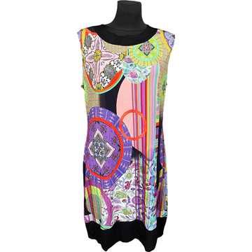 Nikcorp Ženska haljina do koljena, udobna i prozračna za ljeto, elegantan kroj koji naglašava figuru, višebojna, veličina 46