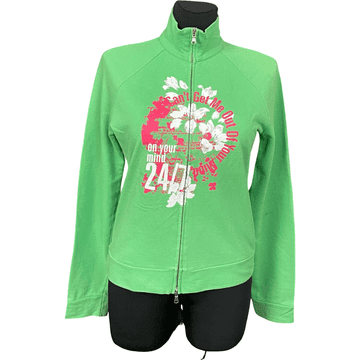 Nikcorp Ženska majica s patentnim zatvaračem, topla i udobna, bez kapuljače, pamučna, za svaki dan, zelena, veličina M