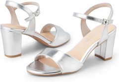 Nikcorp Ženske sandale s blok petom za eleganciju i udobnost, seksi dizajn za ljetne večernje izlaske, stabilne, srebrne, 38 EU