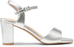 Nikcorp Ženske sandale s blok petom za eleganciju i udobnost, seksi dizajn za ljetne večernje izlaske, stabilne, srebrne, 38 EU