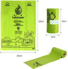 Nikcorp Ekološke vrećice za pseći izmet 120 kom, biorazgradive s mirisom lavande, čvrste i nepropusne, 23x32 cm, zelene