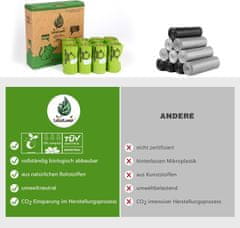 Nikcorp Ekološke vrećice za pseći izmet 120 kom, biorazgradive s mirisom lavande, čvrste i nepropusne, 23x32 cm, zelene