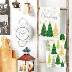 Nikcorp Božićne kuhinjske krpe za dekoraciju, set 2 komada, mekani poliester za blagdanski ugođaj, uzorak božićno drvce, 60x40 cm