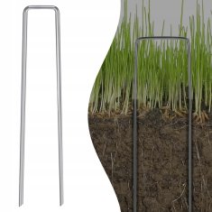 Nikcorp Pocinčana sidra za zemlju 20 kom, klinovi za pričvršćivanje folije, agrotekstila, šatora, 30 cm x 4 mm, srebrni