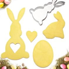 Nikcorp Veliki kalupi za uskrsne kolače od nehrđajućeg čelika, set 3 kom, za kekse i fondan, sigurni za djecu, zec, jaje, srce