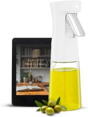 Nikcorp Stakleni raspršivač za ulje i ocat s pumpicom, protiv kapanja, za salate, roštilj i fritezu na vrući zrak, 240 ml, Bijeli
