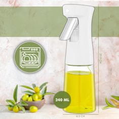 Nikcorp Stakleni raspršivač za ulje i ocat s pumpicom, protiv kapanja, za salate, roštilj i fritezu na vrući zrak, 240 ml, Bijeli
