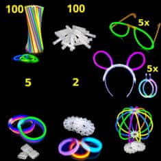Nikcorp Svjetleći štapići set 100 komada, super svijetli i dugotrajni za zabave, narukvice i naočale, raznobojni, 20 cm