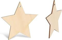 Nikcorp Drvene Božićne Zvijezde za Ukrašavanje 36 kom, Kreativni DIY Set za Bojanje s 4 Markera i Jutenom Špagom za Jelku