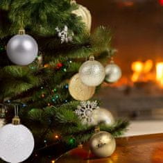 Nikcorp Kuglice za bor, nelomljive, set 20 kom, za sigurno ukrašavanje s djecom, zlatne, srebrne i bijele, 6 cm