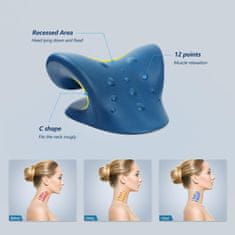 Nikcorp Jastuk za istezanje vrata kiropraktički, ergonomski za opuštanje i ublažavanje boli, korekcija kralježnice, tamnoplavi
