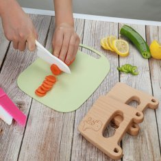 Nikcorp Set 5 dječjih kuhinjskih noževa za sigurno učenje kuhanja, plastični i drveni nož za djecu od 2 godine, razne boje