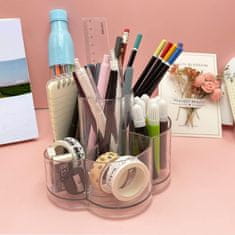 Nikcorp Rotirajući organizator za kozmetiku 360°, sa 6 pretinaca za šminku i kistove, akrilni stalak za kupaonicu, proziran 11,5x15cm