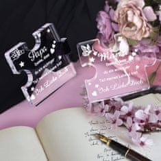 Nikcorp Gravirana akrilna dekoracija puzzle, poklon za Majčin dan, rođendan, Božić, ukras sa posvetom za mamu, prozirna, 8,5x7x1 cm