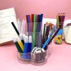 Nikcorp Rotirajući organizator za kozmetiku 360°, sa 6 pretinaca za šminku i kistove, akrilni stalak za kupaonicu, proziran 11,5x15cm