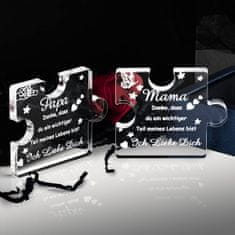 Nikcorp Gravirana akrilna dekoracija puzzle, poklon za Majčin dan, rođendan, Božić, ukras sa posvetom za mamu, prozirna, 8,5x7x1 cm